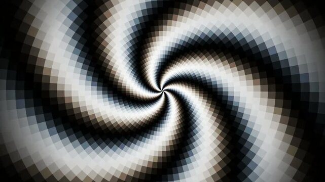 Abstract spiral background with pixelated square pattern