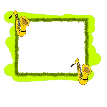 Frame empty card witg trumpet