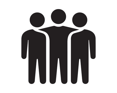 Teamwork unity and friendship concept silhouette icon of three people