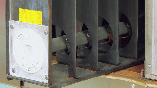 A close look at the intricate internal mechanisms of a robust industrial machine.