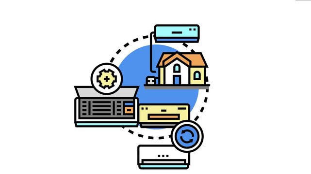 Central air conditioning unit concept home climate control system with various heating, ventilation, and air conditioning components ensuring comfort in residential buildings