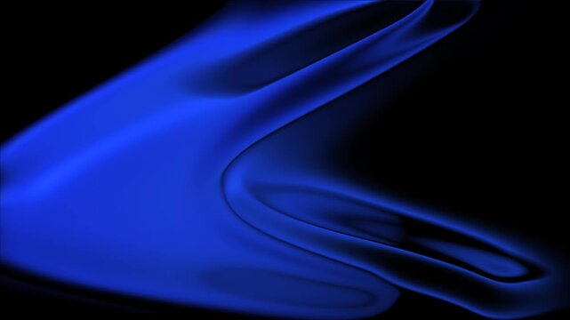 Abstract blue glass animation with flowing liquid curves glossy highlights and smooth wave distortion on a dark background.