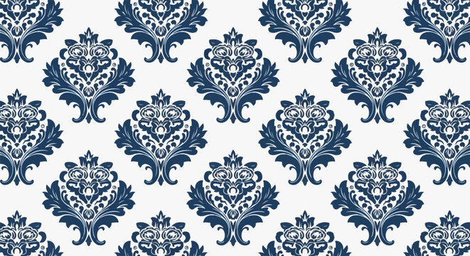 Vintage botanical damask pattern with elegant flourishes