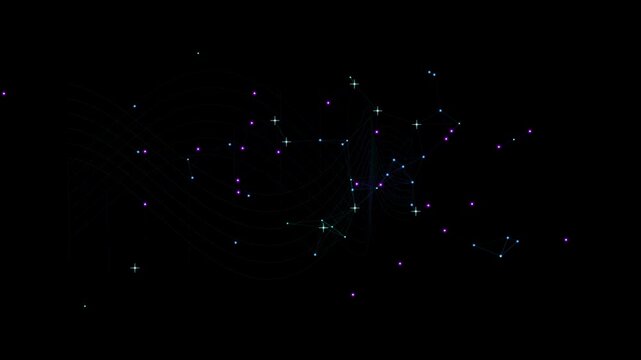 Purple and blue starry night sky with constellations
