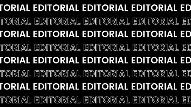 Editorial text outline and filled text animation isolated on black background