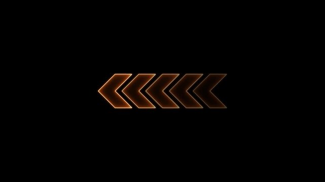 glowing neon Abstract neon flashing light back arrow loading animation. Left arrow for road direction. Abstract beautiful color neon left side animation. neon arrow animation 4k video
