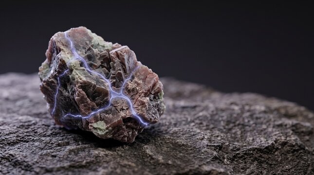 Rare earth mineral with glowing blue electrical energy veins