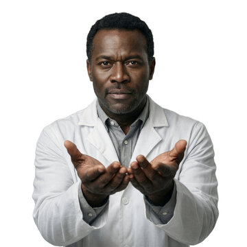 Pharmacologist scientist doctor portrait isolated on a transparent background showing professional medical expertise and care