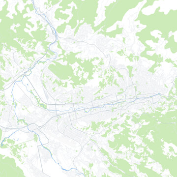 Minimal vector city map of Sarajevo with streets, districts and road network