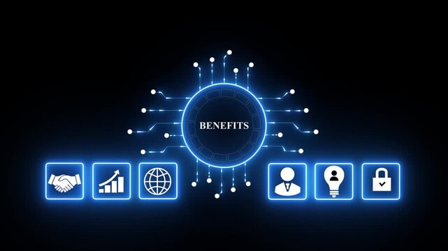Employee benefits help to get the best human resources.business and service,market,Benefits, Growth, Quality control icon animation.4k animation video.