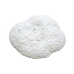 Fototapeta premium Thick white soap suds with bubbles and foam texture on a surface isolated on a transparent background