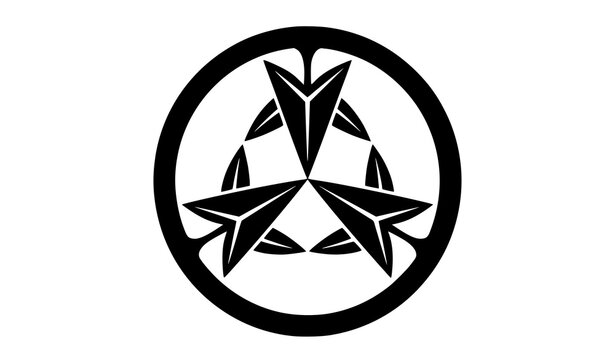 Omodaka Japanese Family Crest Kamon Water Plantain Black Vector Emblem