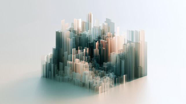 Abstract cityscape with translucent skyscrapers