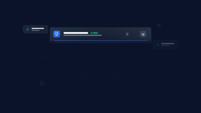 Futuristic digital search bar interface, dark blue UI dashboard elements, modern navigation search field for web design