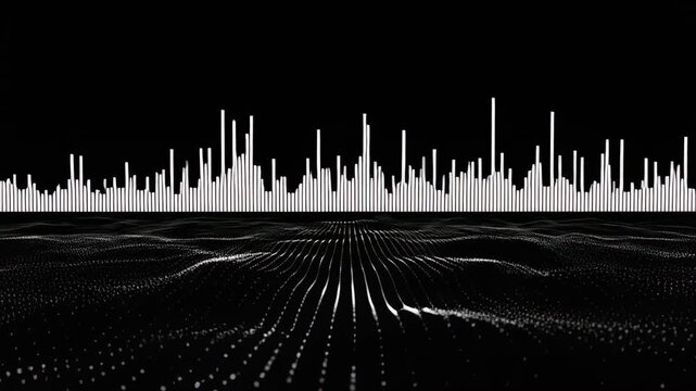 Abstract sound wave visualization in dark space with subtle motion and light