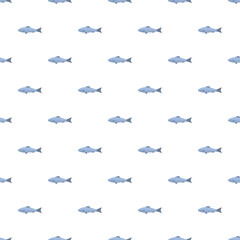 Fototapeta premium Seamless pattern of stylized blue fish swimming on a white background
