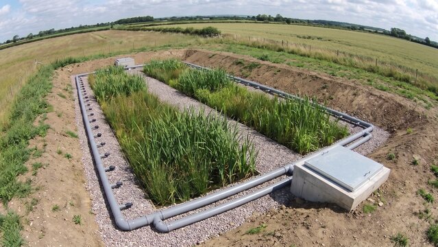 Constructed wetland treating decentralized wastewater