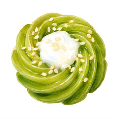 Obraz premium A beautiful green traditional cake that is delicious and fragrant.