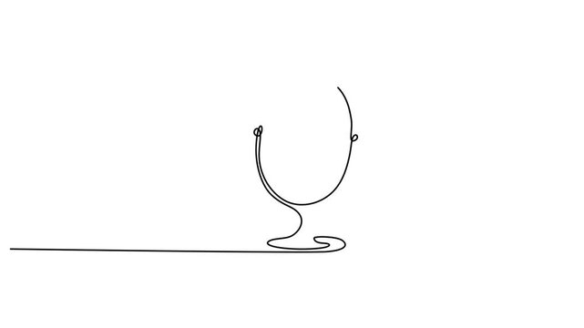 Minimalist one line drawing of a small round desktop mirror 4k video