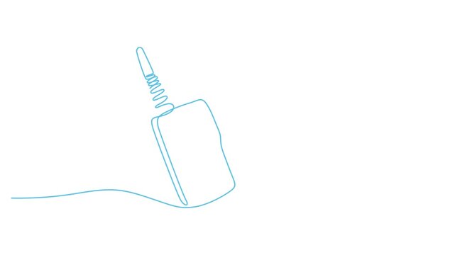 Continuous one line drawing of a blue walkie talkie radio 4k video