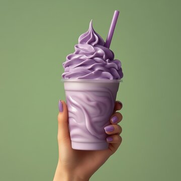 Ube and Matcha drink on white background,Iced Ube Latte,and matcha latte,PopularTrendy Purple Coffee Shop,plant based recipes,superfood,menu and banner,Healthy and wellness concept.