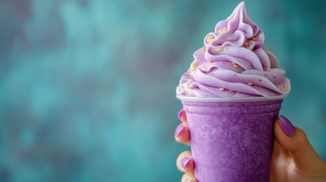 Ube and Matcha drink on white background,Iced Ube Latte,and matcha latte,PopularTrendy Purple Coffee Shop,plant based recipes,superfood,menu and banner,Healthy and wellness concept.