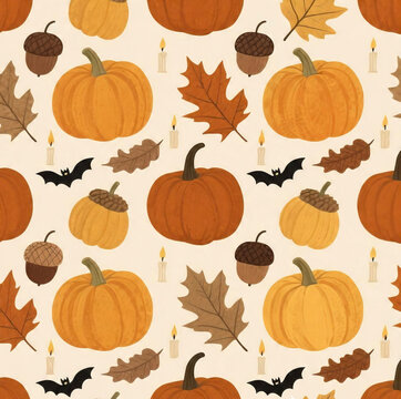 seamless halloween pattern with pumpkins