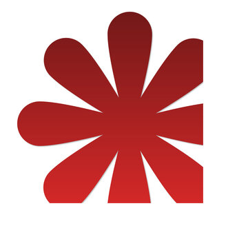 Red gradient ten petal flower daisy retro floral asterisk icon