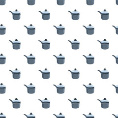 Obraz premium Cooking pots with a lid creating a repetitive seamless pattern on a white background