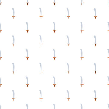Scimitar swords repeating in a seamless pirate or medieval weapon pattern