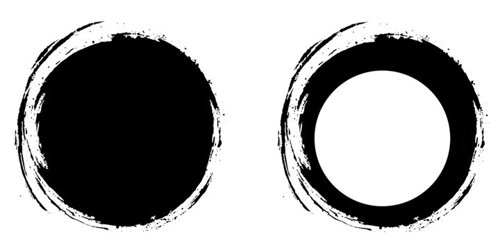 Rough Brush Circle Grunge Element. Vintage Grunge Circle Design