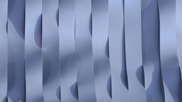 Abstract Gray Wavy Vertical Ribbon Pattern 3D Render