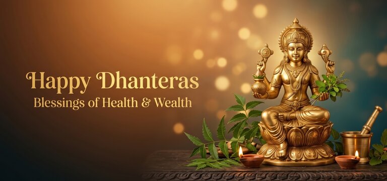 Lord Dhanvantari - Dhanteras Health and Ayurveda Devotional Banner