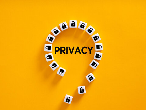 Privacy word and padlocks forming break in protection