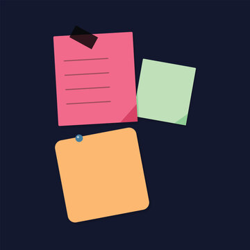 Colorful sticky notes floating in space