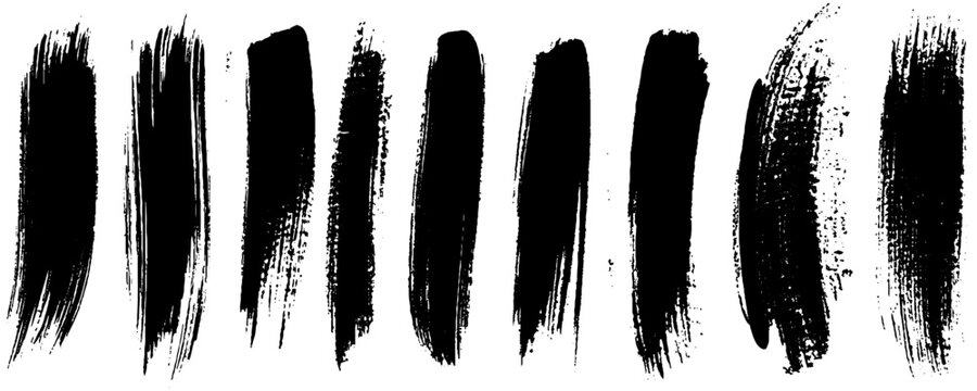 Vertical Grunge Brush Marks Isolated. Abstract Brush Stroke Background Elements
