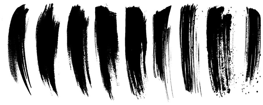 Hand Drawn Paint Stroke Collection. Expressive Ink Stroke Design Elements