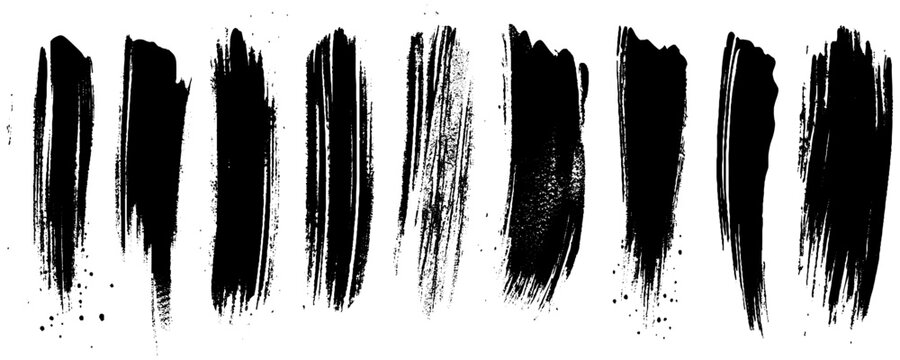 Expressive Ink Stroke Design Elements. Modern Grunge Brush Stroke Collection