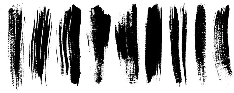 Handcrafted Grunge Brush Marks. Abstract Ink Brush Strokes Set