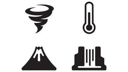 Naklejka premium Four natural disaster and weather icons set