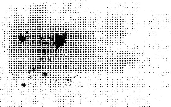Black Ink Halftone Noise Background. Minimal Halftone Dots Grunge Background