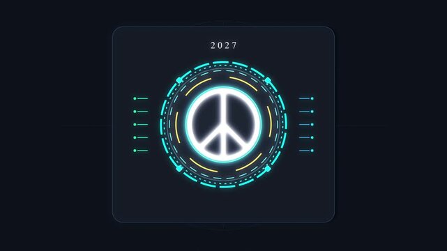 Nuclear launch button blocked by pacifism sign, loop animation motion graphic