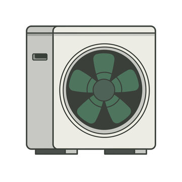 Modern Home Heat Pump Unit on White Background