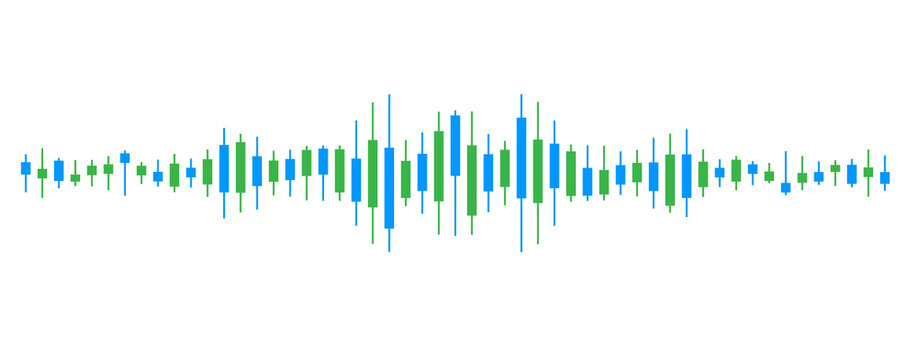Stock market chart candlestick pattern with moving average for financial trading analysis on transparent background.