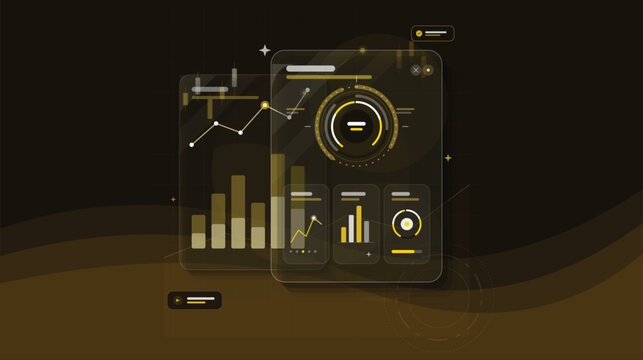 Digital dashboard with financial data and charts