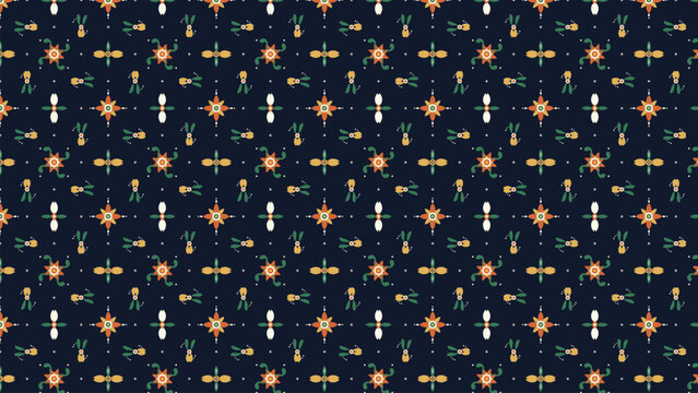 Seamless Nautical Pattern with Starfish and Anchor Motifs