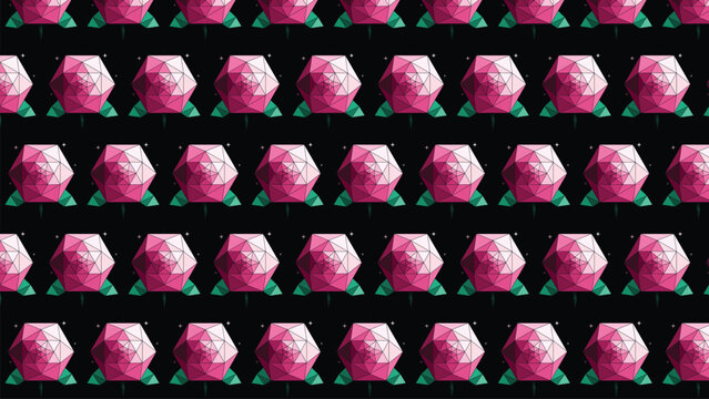 Pink geometric crystal pattern on dark background
