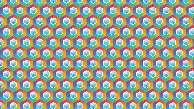 Colorful Hexagon Pattern with Gemstone Effect
