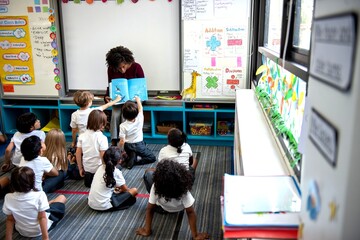 Children learning in classroom setting.