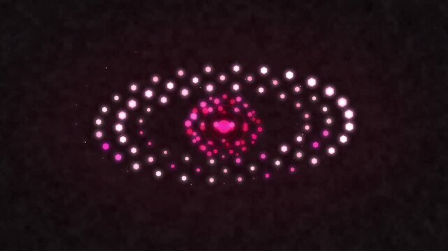 Abstract 3d loop animation, geometric torus and sphere shapes composed of pulsating hexagon segments